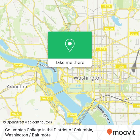 Columbian College in the District of Columbia map