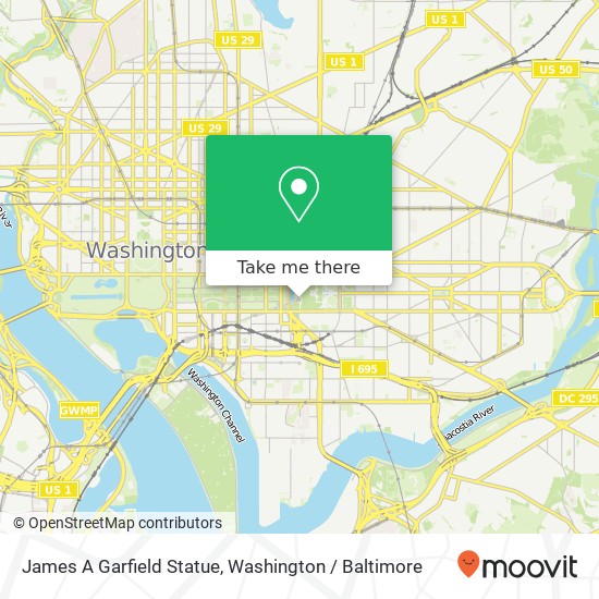 James A Garfield Statue map