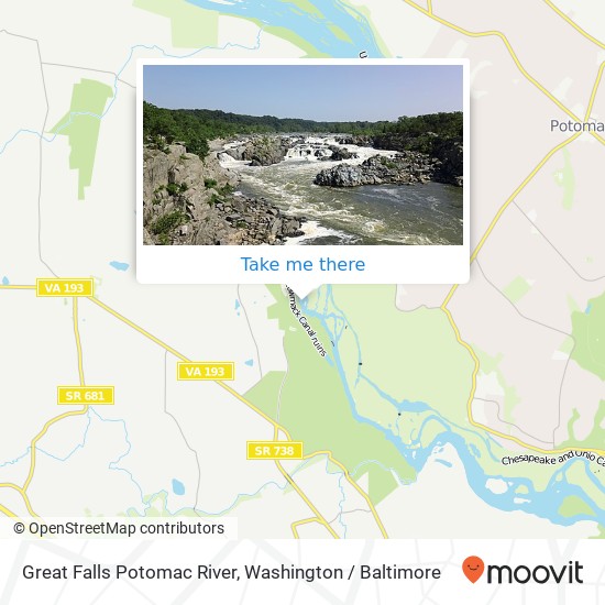 Mapa de Great Falls Potomac River