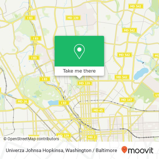 Mapa de Univerza Johnsa Hopkinsa