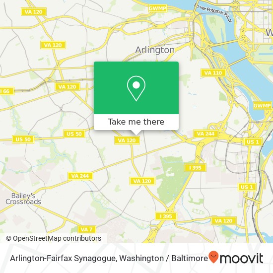 Arlington-Fairfax Synagogue map