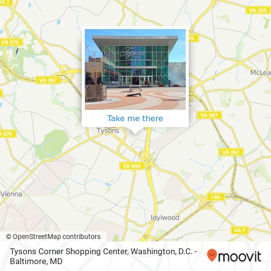 Mapa de Tysons Corner Shopping Center