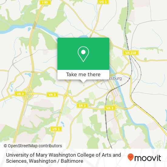 Mapa de University of Mary Washington College of Arts and Sciences