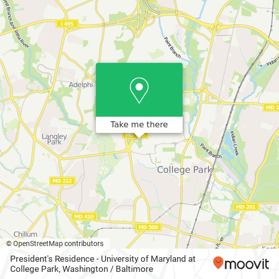 Mapa de President's Residence - University of Maryland at College Park