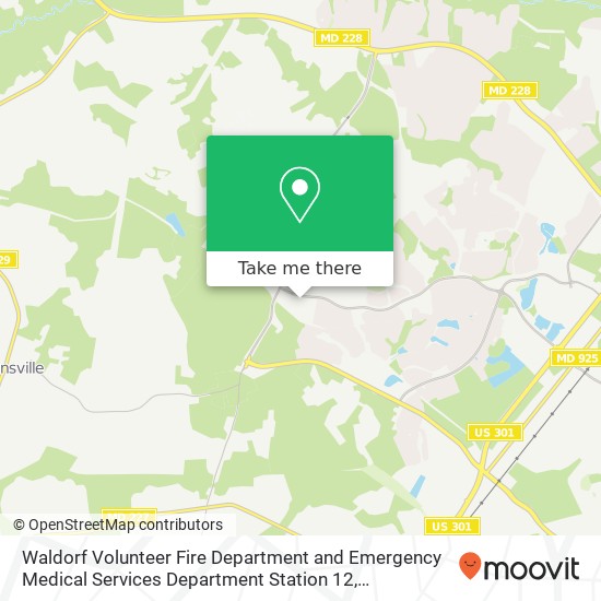 Waldorf Volunteer Fire Department and Emergency Medical Services Department Station 12 map