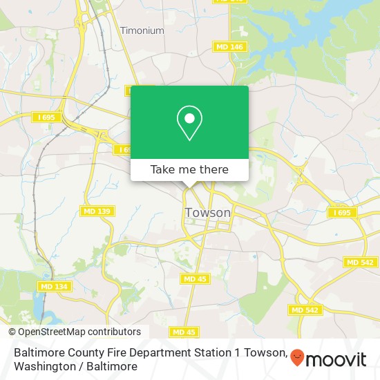 Mapa de Baltimore County Fire Department Station 1 Towson