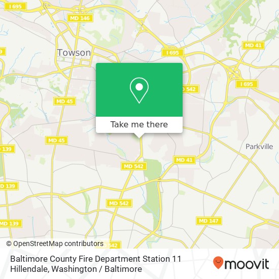 Mapa de Baltimore County Fire Department Station 11 Hillendale