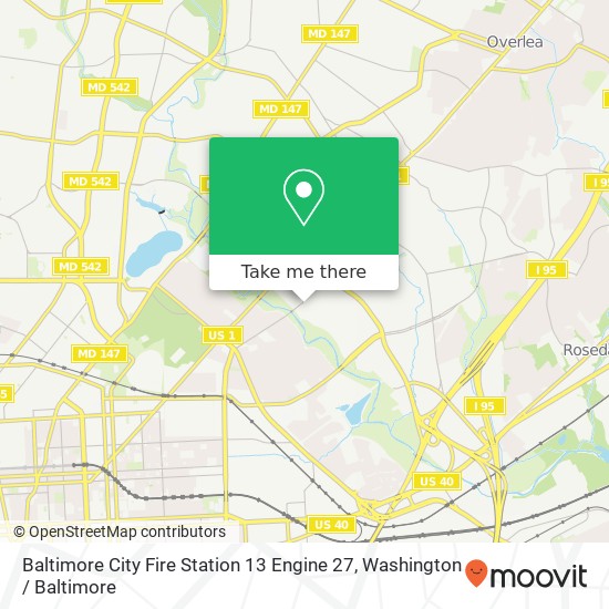 Mapa de Baltimore City Fire Station 13 Engine 27