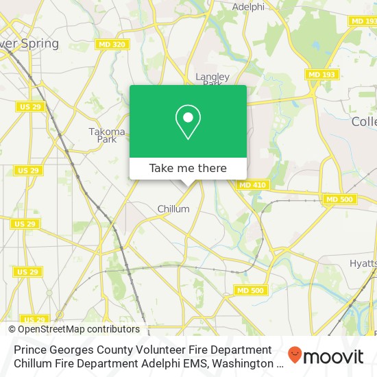 Prince Georges County Volunteer Fire Department Chillum Fire Department Adelphi EMS map