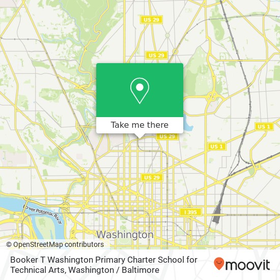 Booker T Washington Primary Charter School for Technical Arts map