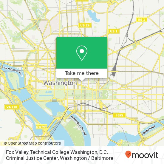 Fox Valley Technical College Washington, D.C. Criminal Justice Center map