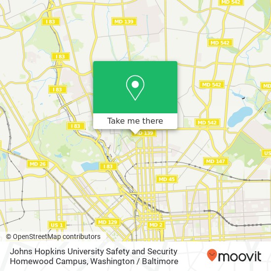 Mapa de Johns Hopkins University Safety and Security Homewood Campus