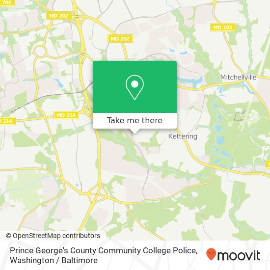 Mapa de Prince George's County Community College Police