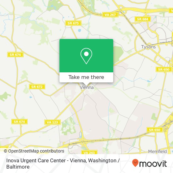 Mapa de Inova Urgent Care Center - Vienna