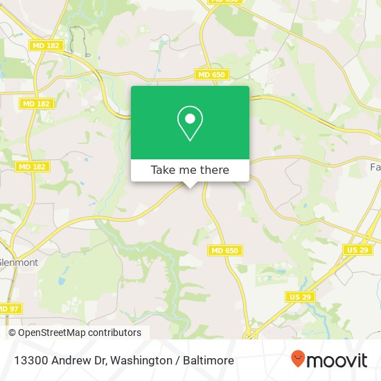 Mapa de 13300 Andrew Dr, Silver Spring, MD 20904