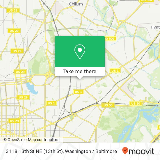 Mapa de 3118 13th St NE (13th St), Washington, DC 20017