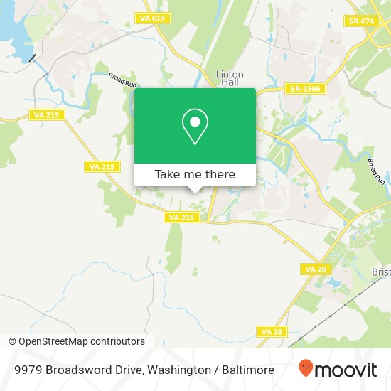 Mapa de 9979 Broadsword Drive, 9979 Broadsword Dr, Bristow, VA 20136, USA
