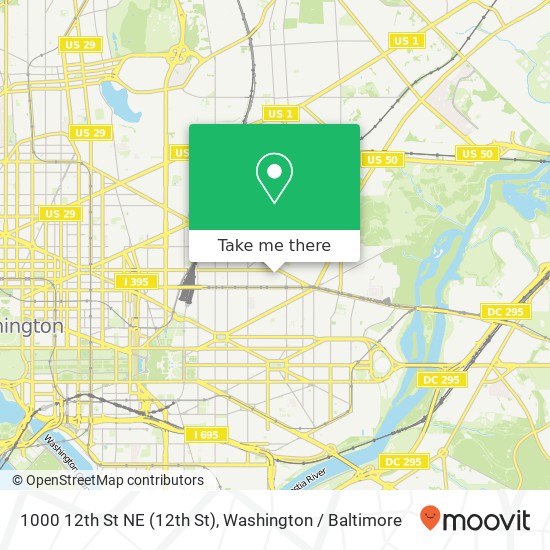 Mapa de 1000 12th St NE (12th St), Washington, DC 20002