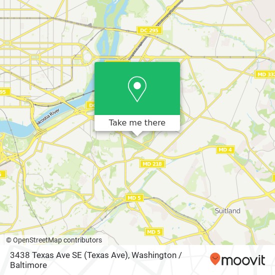 Mapa de 3438 Texas Ave SE (Texas Ave), Washington, DC 20020