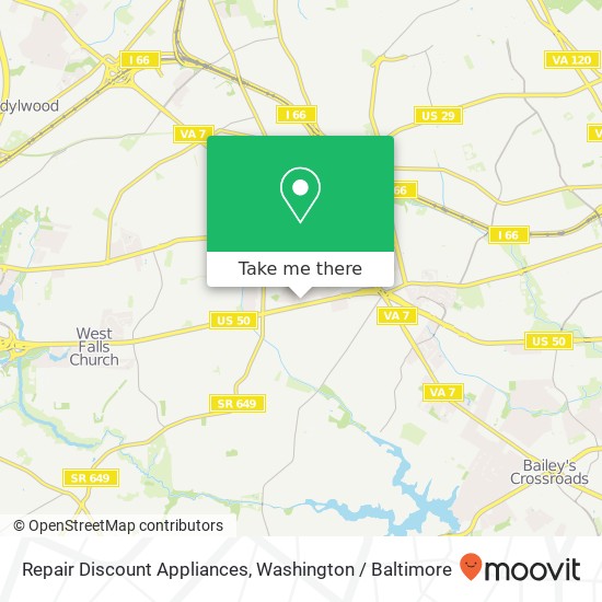 Mapa de Repair Discount Appliances, 2932 Meadow Ln