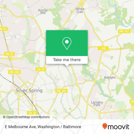 Mapa de E Melbourne Ave, Silver Spring, MD 20901