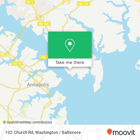 Mapa de 102 Church Rd, Annapolis, MD 21402