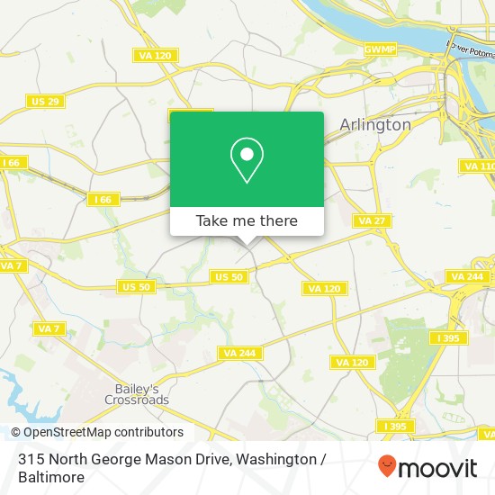 315 North George Mason Drive, 315 N George Mason Dr, Arlington, VA 22203, USA map