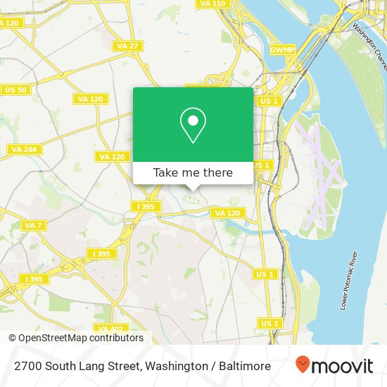 Mapa de 2700 South Lang Street, 2700 S Lang St, Arlington, VA 22206, USA