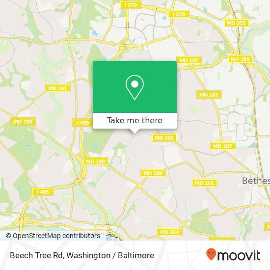 Mapa de Beech Tree Rd, Bethesda, MD 20817