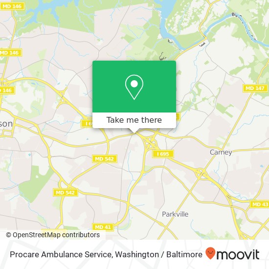 Mapa de Procare Ambulance Service, 1809 E Joppa Rd