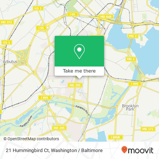 Mapa de 21 Hummingbird Ct, Halethorpe, MD 21227