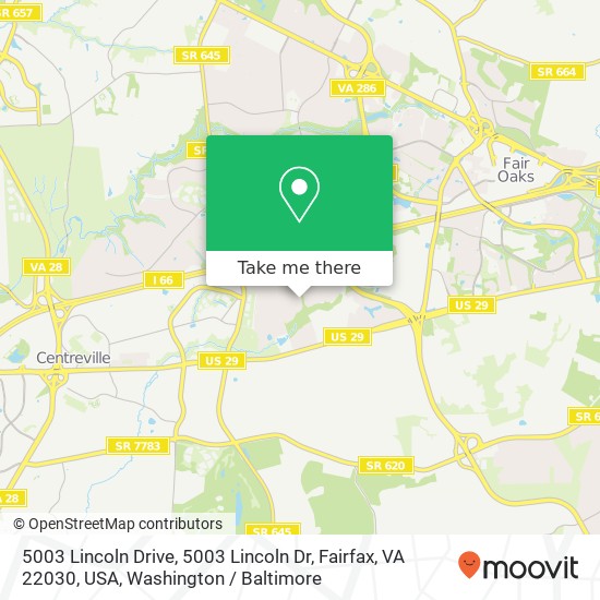 Mapa de 5003 Lincoln Drive, 5003 Lincoln Dr, Fairfax, VA 22030, USA
