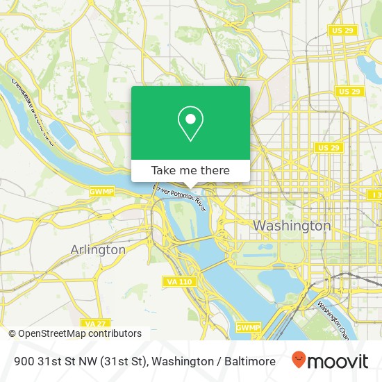Mapa de 900 31st St NW (31st St), Washington, DC 20007