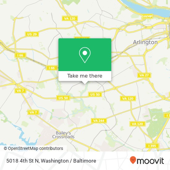 Mapa de 5018 4th St N, Arlington, VA 22203