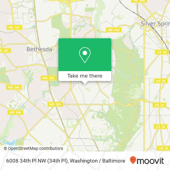Mapa de 6008 34th Pl NW (34th Pl), Washington, DC 20015