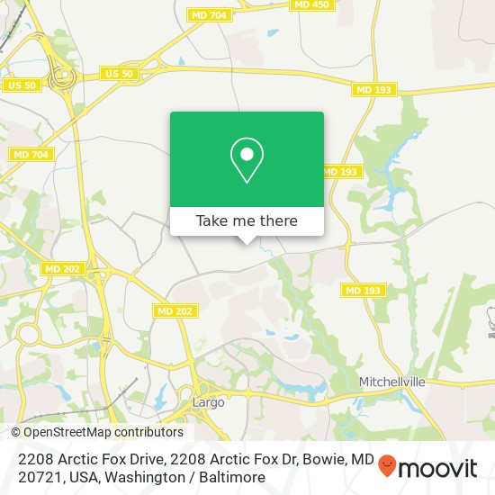 2208 Arctic Fox Drive, 2208 Arctic Fox Dr, Bowie, MD 20721, USA map