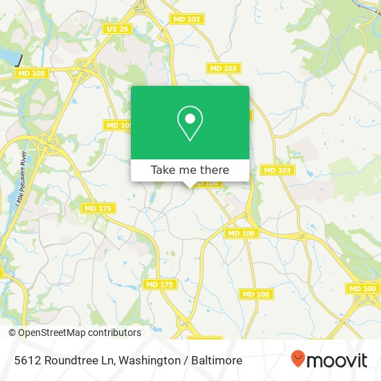 Mapa de 5612 Roundtree Ln, Columbia, MD 21045