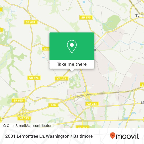 Mapa de 2601 Lemontree Ln, Vienna, VA 22181