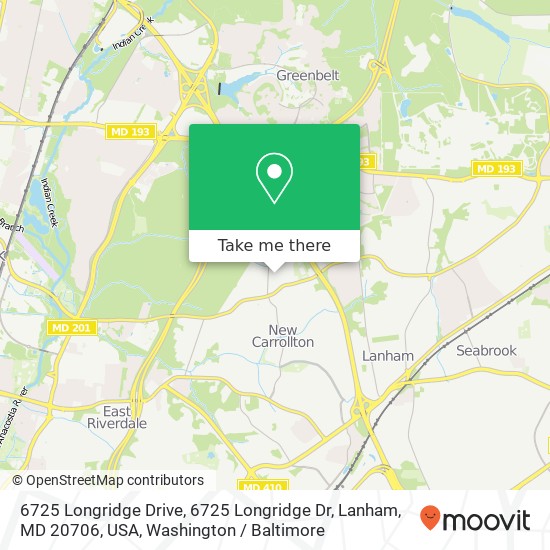 Mapa de 6725 Longridge Drive, 6725 Longridge Dr, Lanham, MD 20706, USA