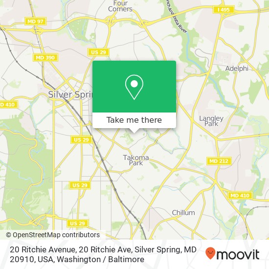20 Ritchie Avenue, 20 Ritchie Ave, Silver Spring, MD 20910, USA map