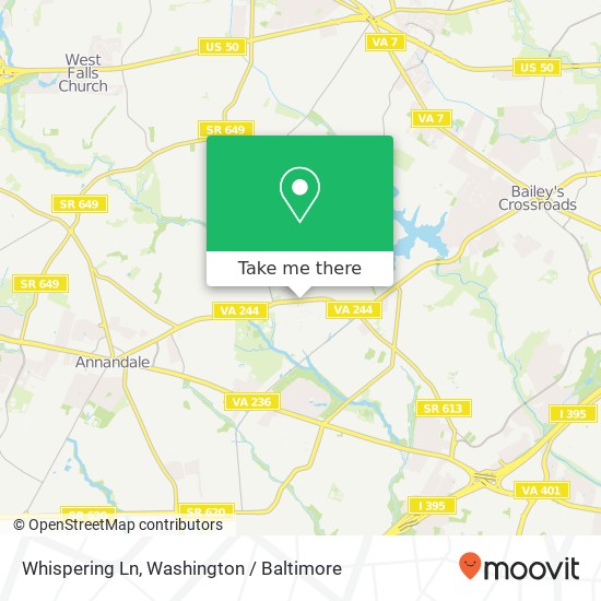 Mapa de Whispering Ln, Falls Church, VA 22041