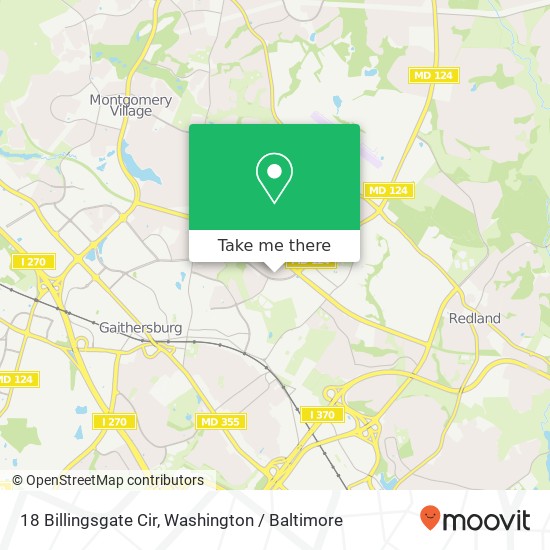 Mapa de 18 Billingsgate Cir, Gaithersburg, MD 20877