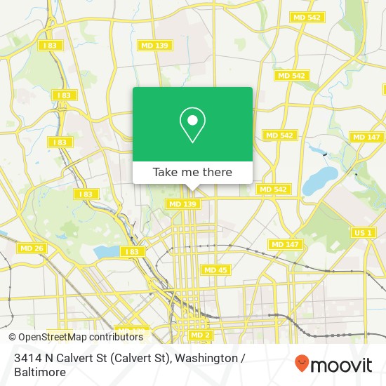 Mapa de 3414 N Calvert St (Calvert St), Baltimore, MD 21218