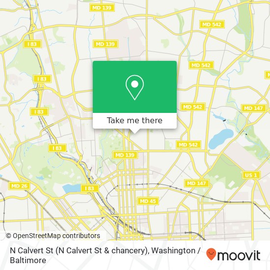 Mapa de N Calvert St (N Calvert St & chancery), Baltimore, MD 21218