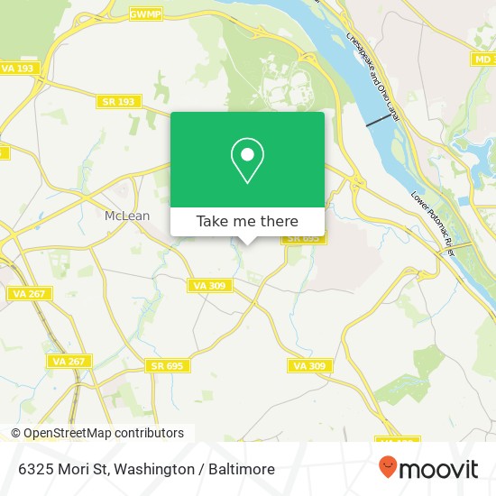 Mapa de 6325 Mori St, McLean, VA 22101