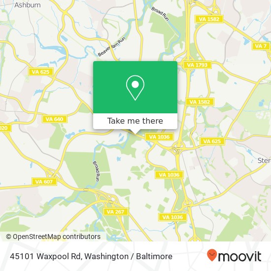 Mapa de 45101 Waxpool Rd, Sterling, VA 20166