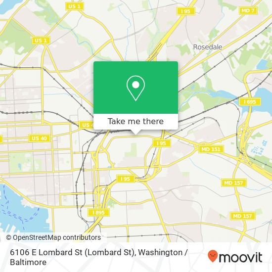 Mapa de 6106 E Lombard St (Lombard St), Baltimore, MD 21224