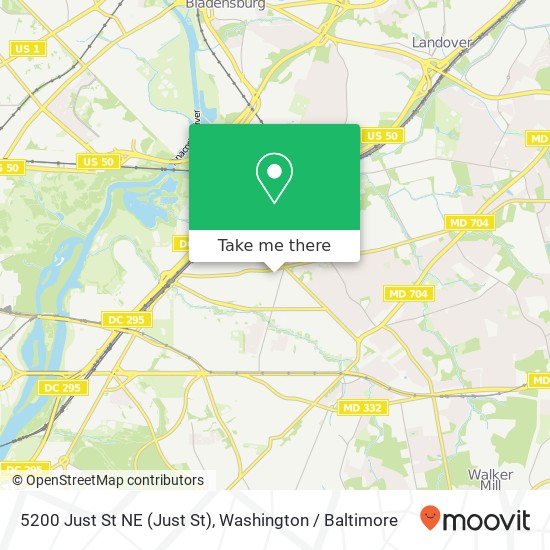 Mapa de 5200 Just St NE (Just St), Washington, DC 20019