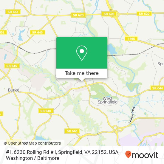 Mapa de # I, 6230 Rolling Rd # I, Springfield, VA 22152, USA