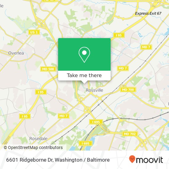 Mapa de 6601 Ridgeborne Dr, Rosedale, MD 21237